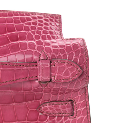 Hermes Shiny Alligator Kelly Pochette Fuchsia 8 of 26