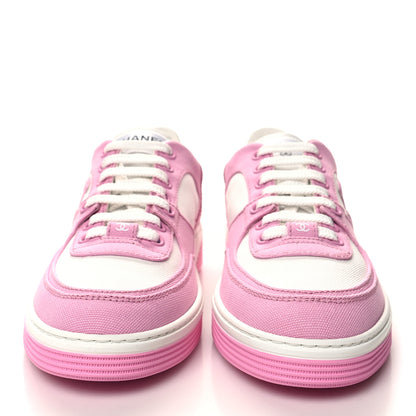 Chanel Cotton Sneakers 38 Pink White 2 of 8