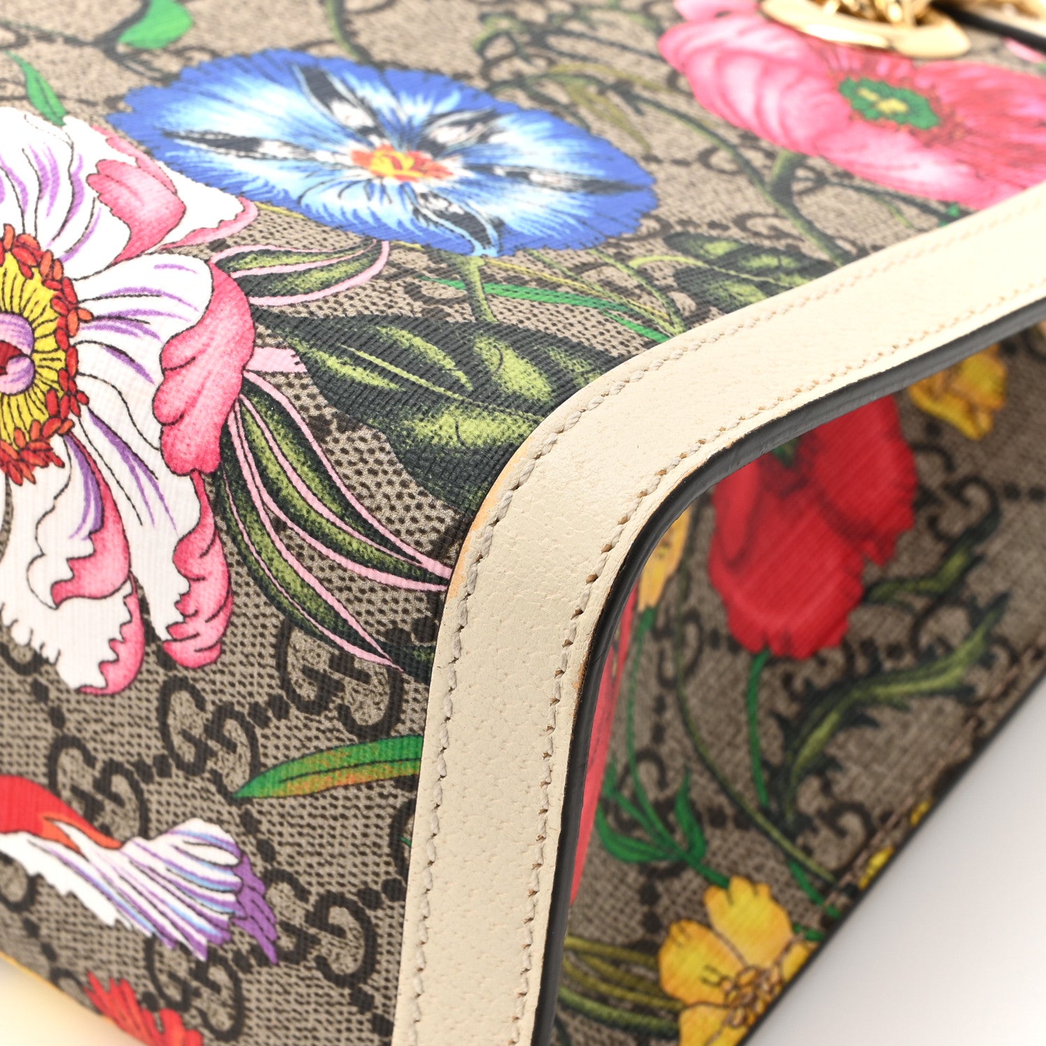 Gucci GG Supreme Monogram Flora Textured Calfskin Small Padlock Tote Beige Ebony Multicolor Mystic White 21 of 21