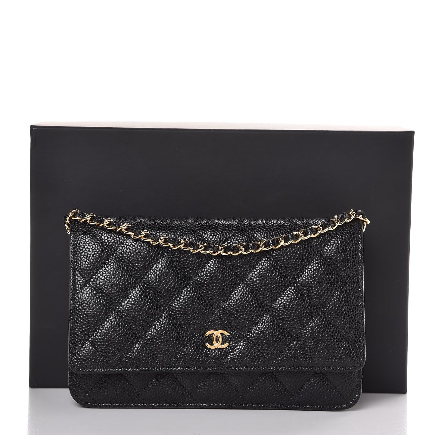 Caviar Quilted Wallet On Chain WOC Black