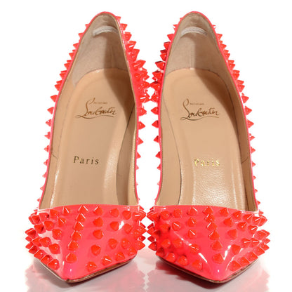 Christian Louboutin Patent Pigalle Spikes 120 Pumps 37.5 Fluo Rose Paris 2 of 7