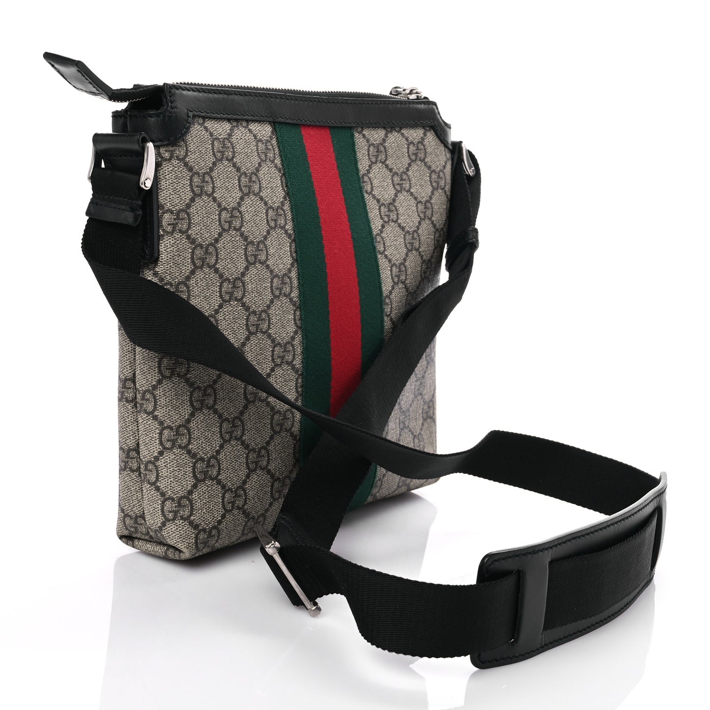 GG Supreme Monogram Web Messenger Bag Black