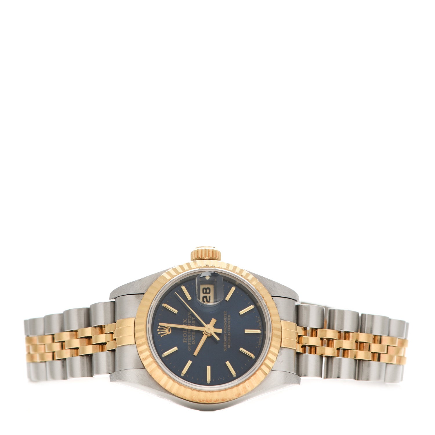 Rolex Stainless Steel 18K Yellow Gold 26mm Oyster Perpetual Datejust Watch Blue 69173 2 of 4