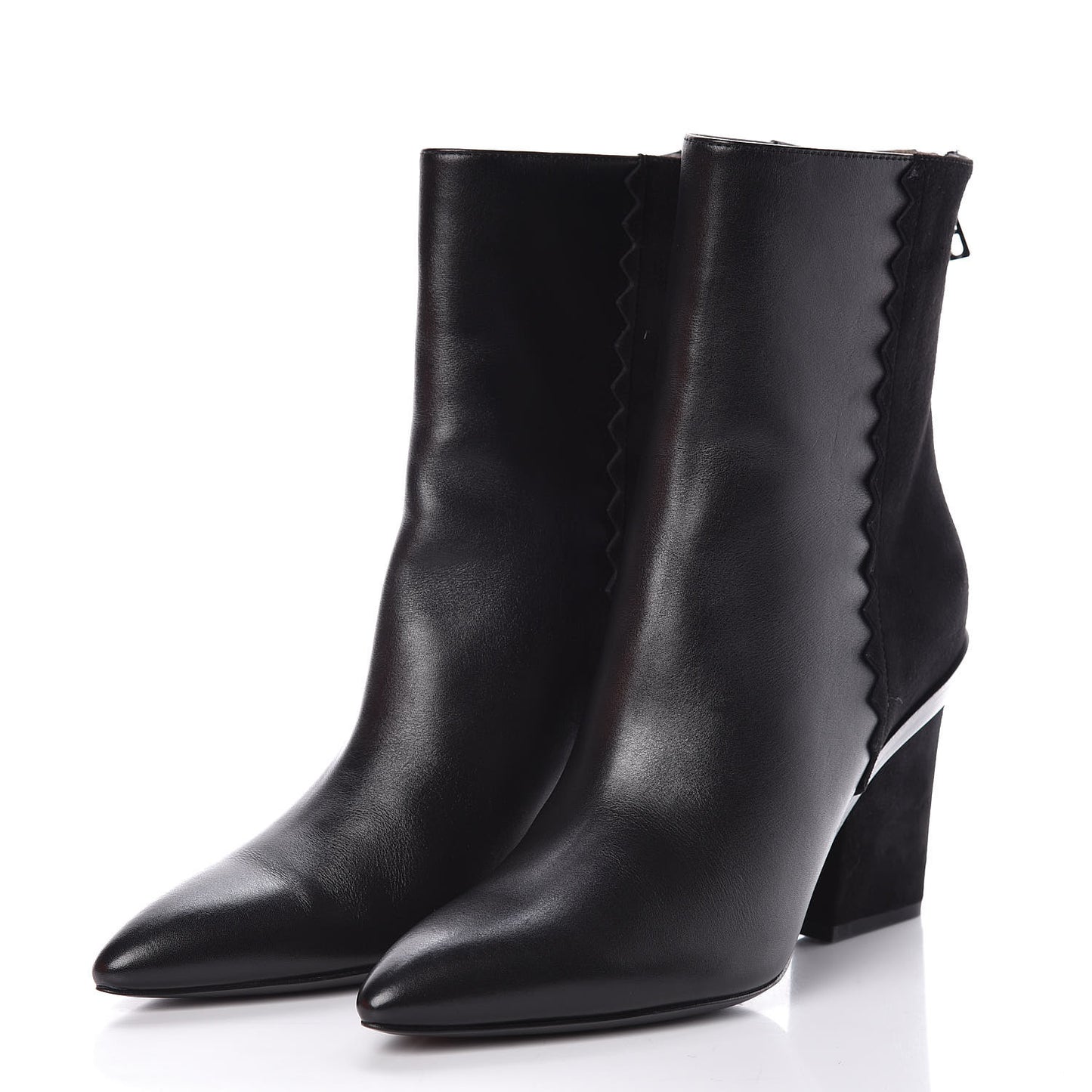 Calfskin Velvet Goatskin Womens Proof Low Boot 38.5 Black