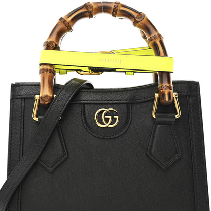 Gucci Wonka Grain Calfskin Mini Diana Tote Bag Black Yellow Fluo 8 of 10