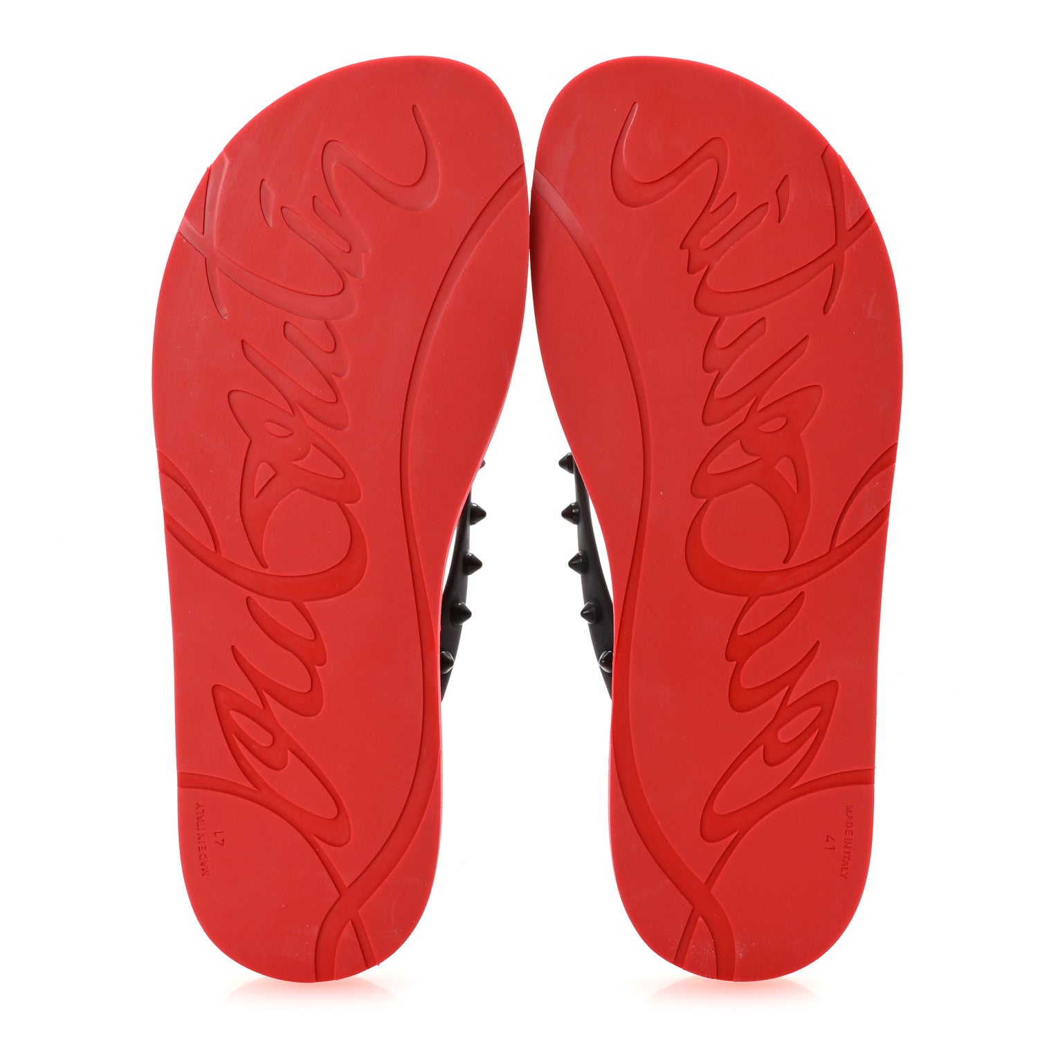 Christian Louboutin Rubber Spike Loubi Donna Flip Flop 41 Black Red 6 of 9