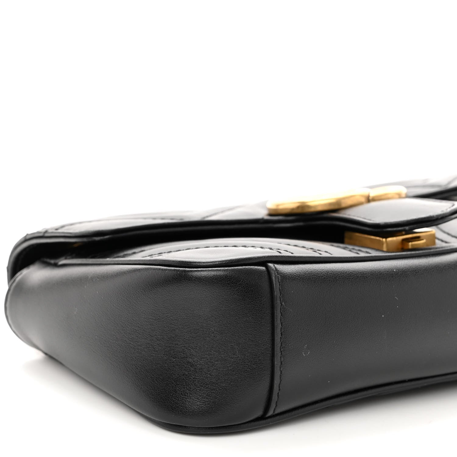 Gucci Calfskin Matelasse Mini GG Marmont Shoulder Bag Black 9 of 11