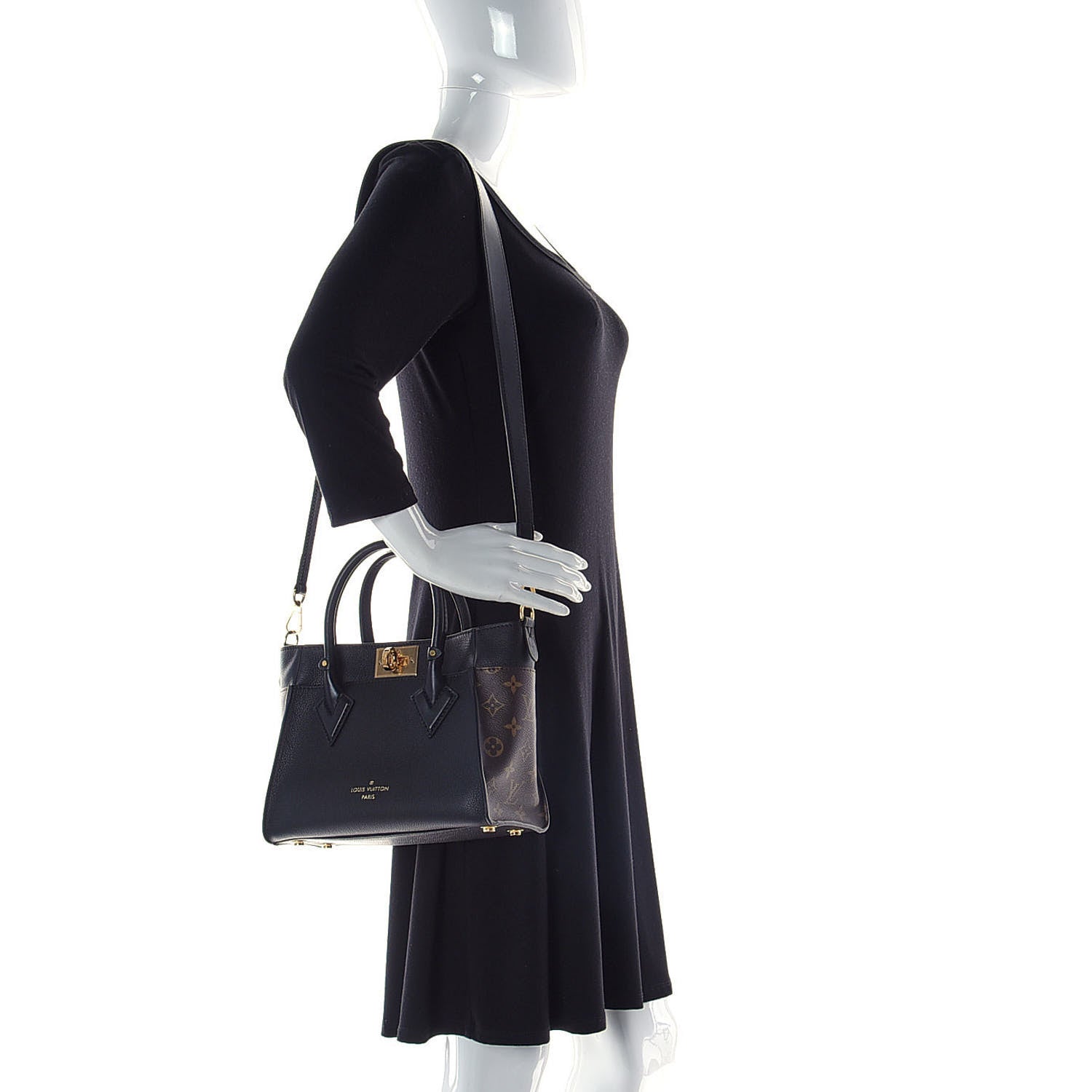 Louis Vuitton Calfskin Monogram On My Side PM Black 2 of 10