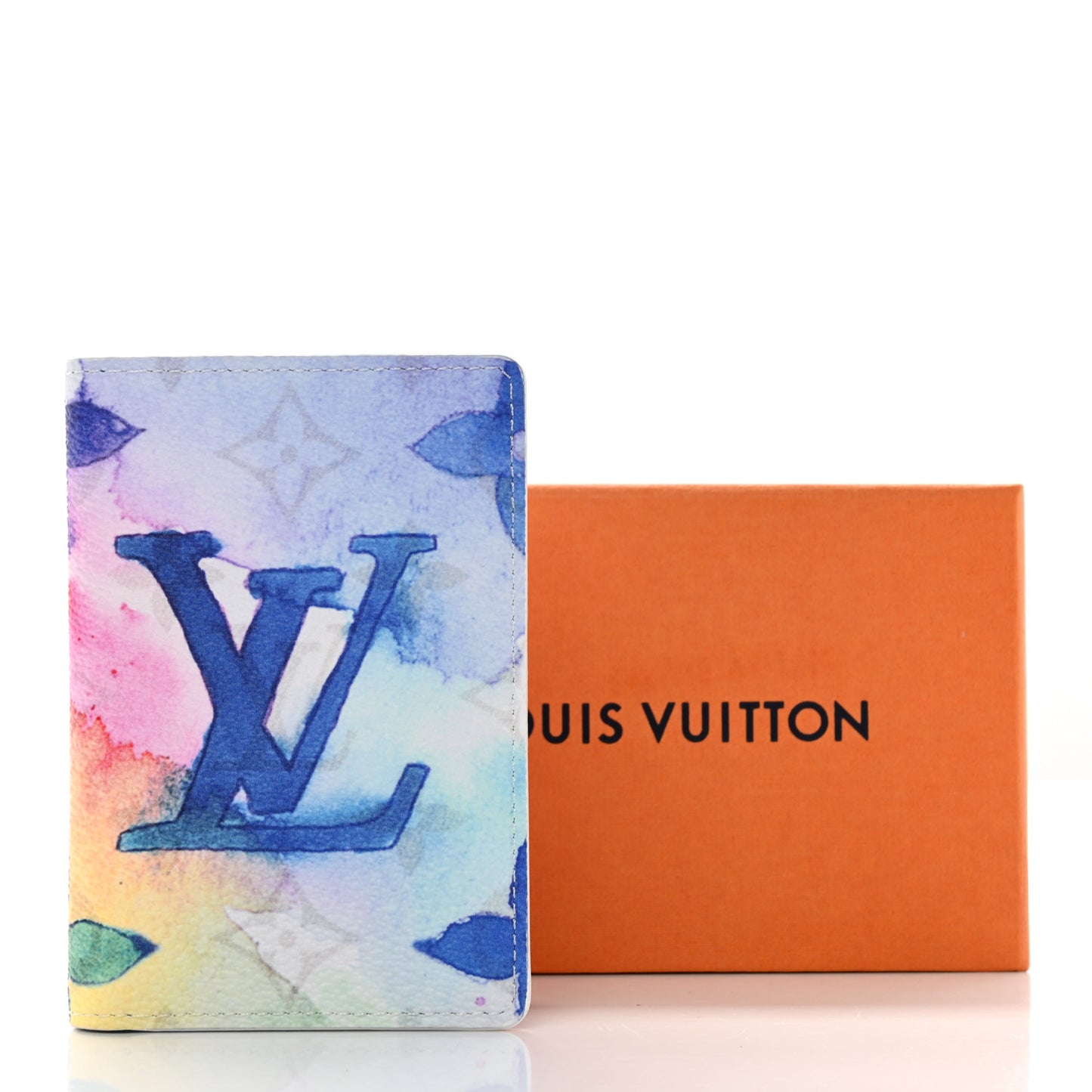 Monogram Watercolor Pocket Organizer NM Multicolor