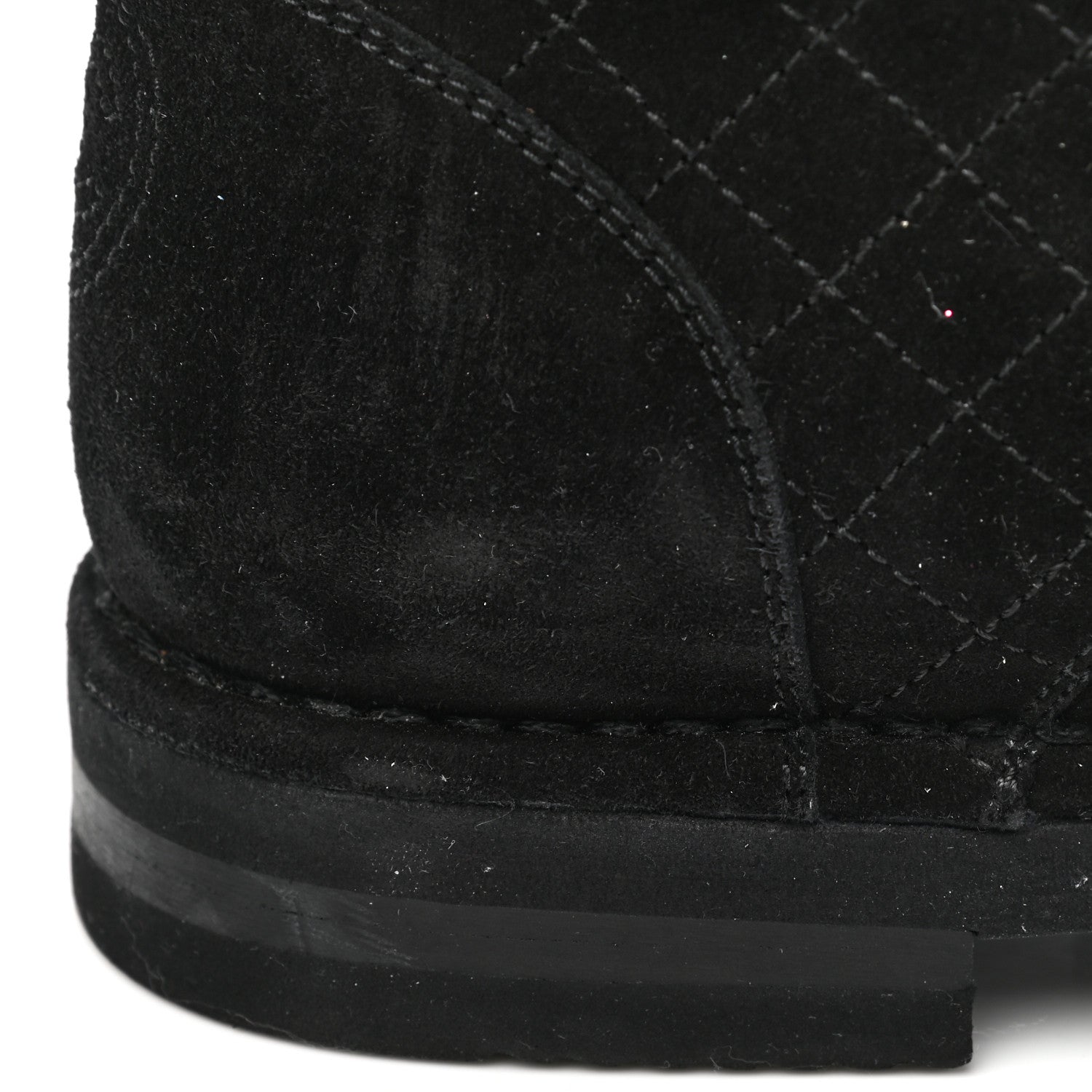 Chanel Suede Calfskin Quilted Combat Short Boots 38.5 Black 9 of 9