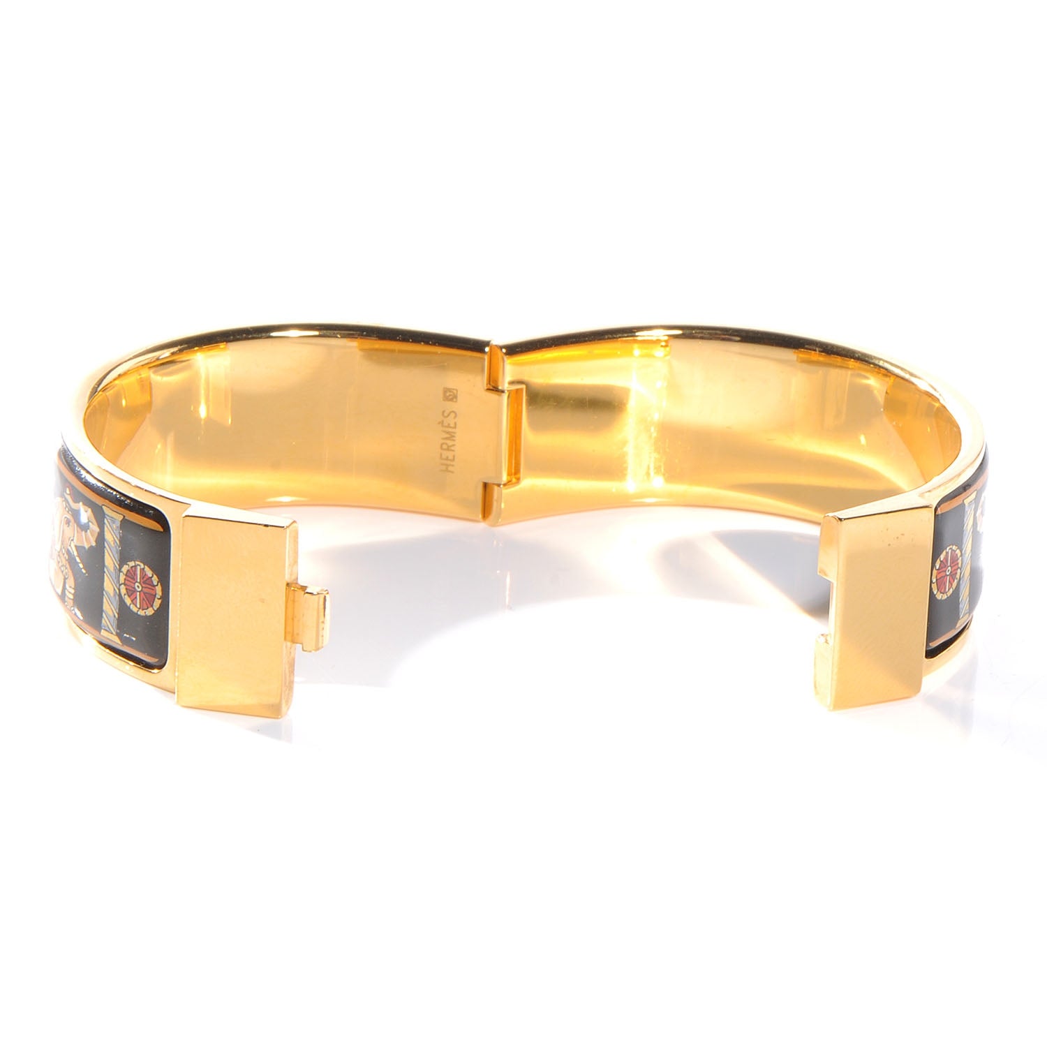 Hermes Enamel Printed Clic Clac Torana Elephants Wide Bracelet 65 5 of 5
