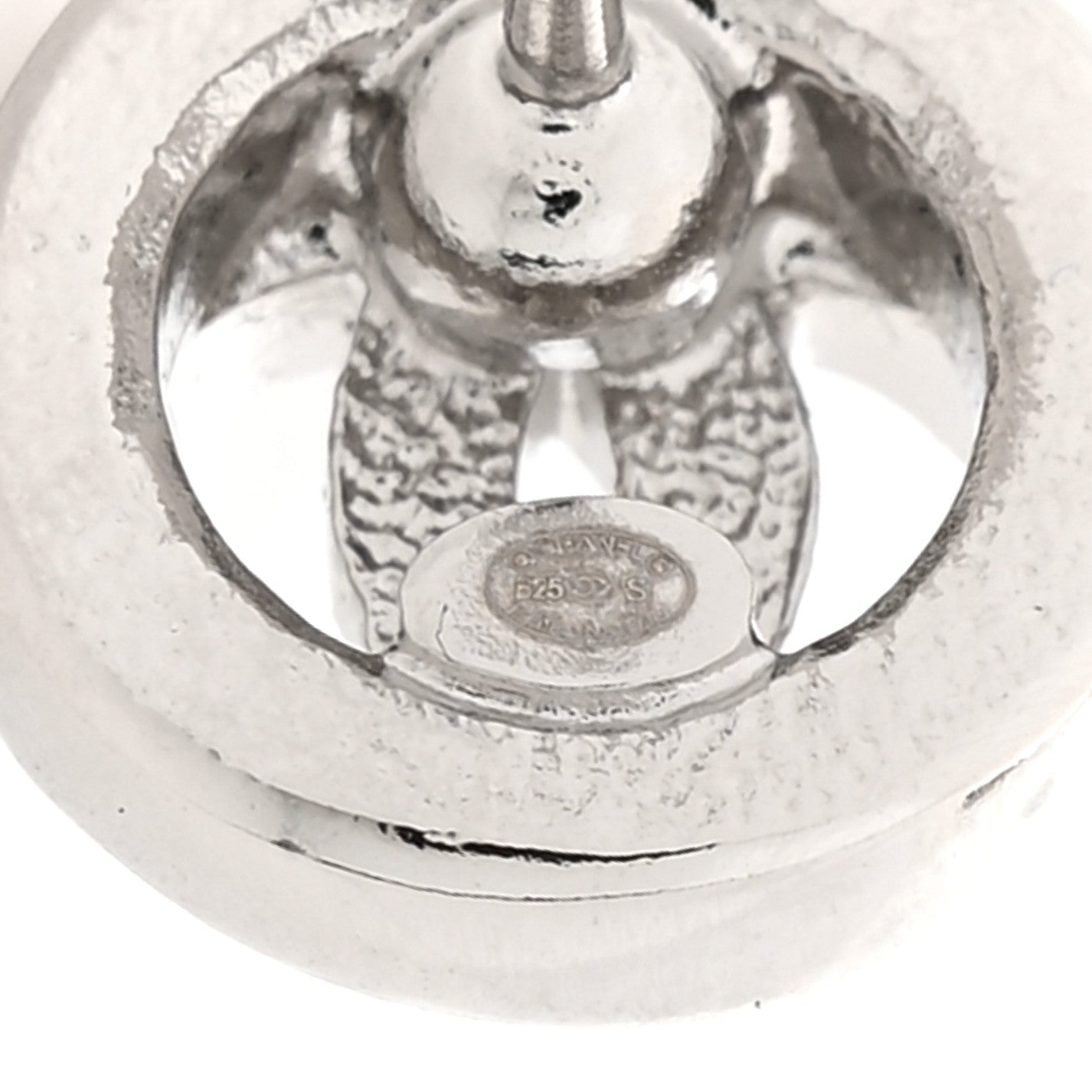 Chanel Crystal CC Round Earrings Silver 4 of 6