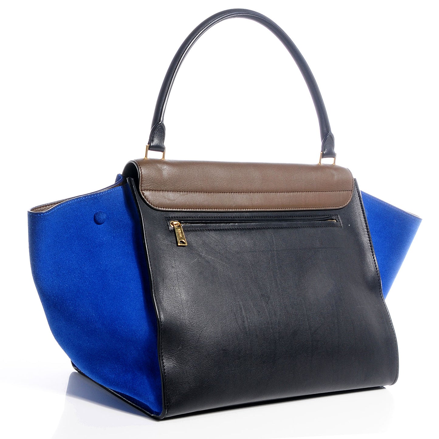Calfskin and Suede Large Trapeze Tri-Color Cobalt