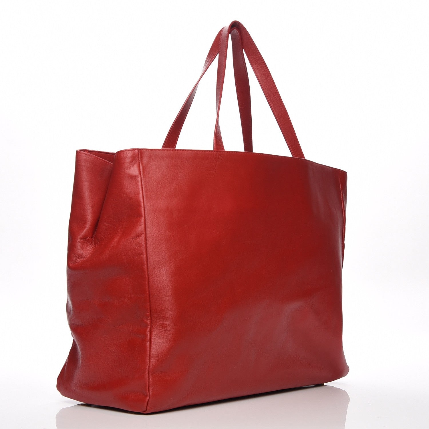 Saint Laurent Calfskin Suede Reversible East West Shopper Tote Rouge Orient 4 of 10