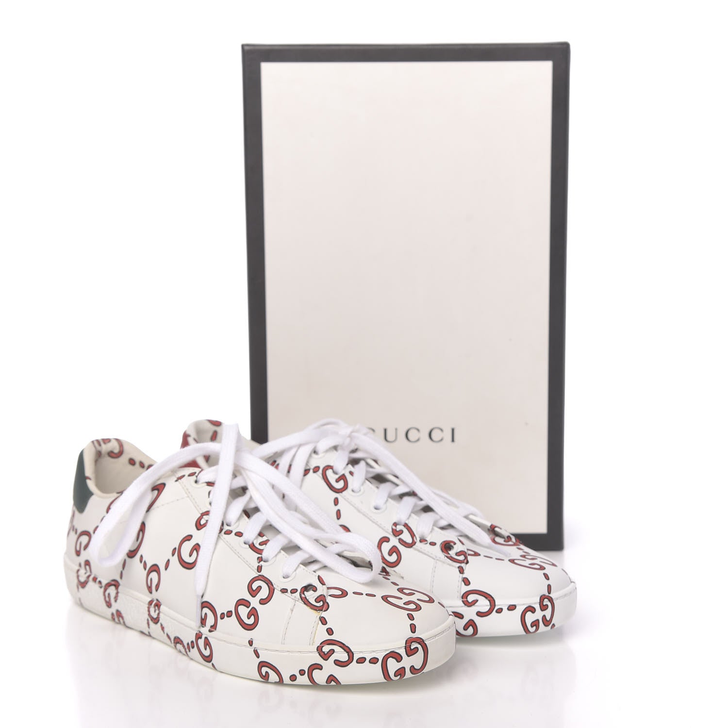 Gucci Calfskin GucciGhost Print Womens Ace Sneakers 38.5 White Hibiscus Red 14 of 14