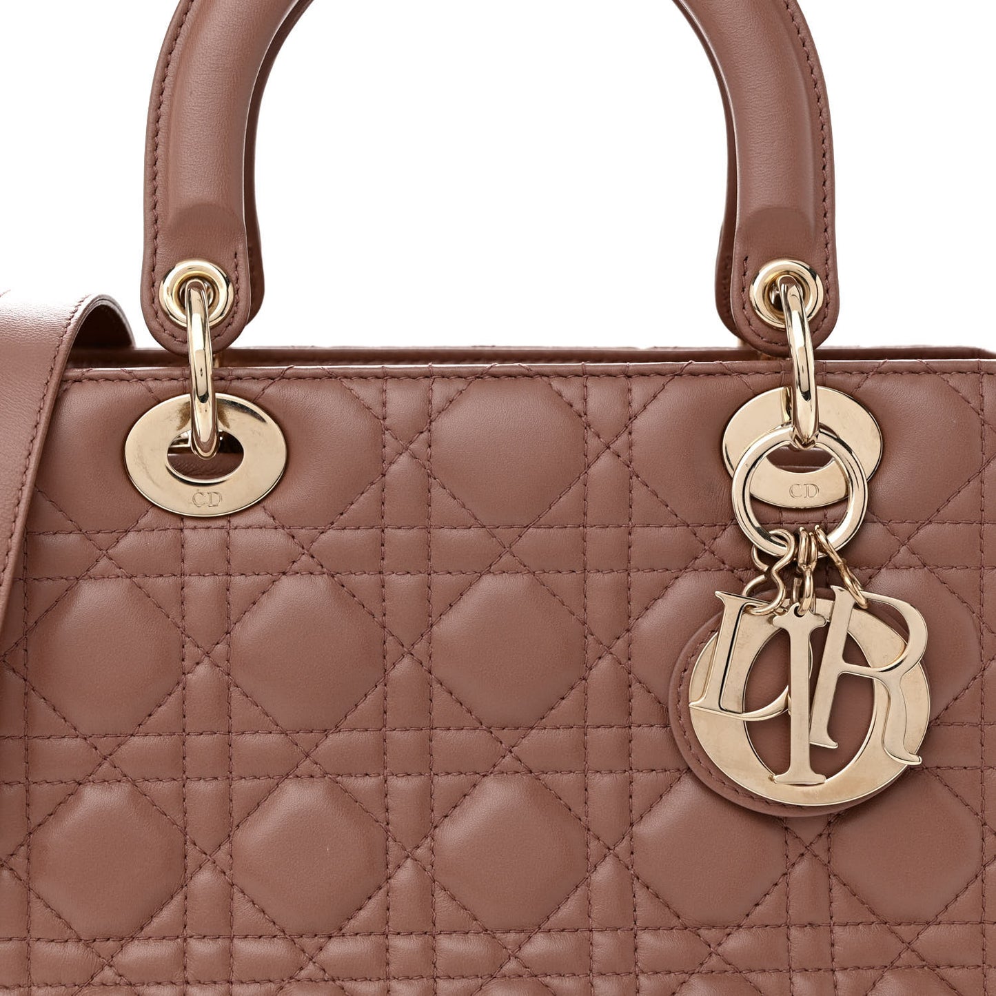 CHRISTIAN DIOR Lambskin Cannage Medium Lady Dior Bois de Rose