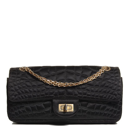 Chanel Satin Coco's Croc East West Double Flap Black 1 of 8
