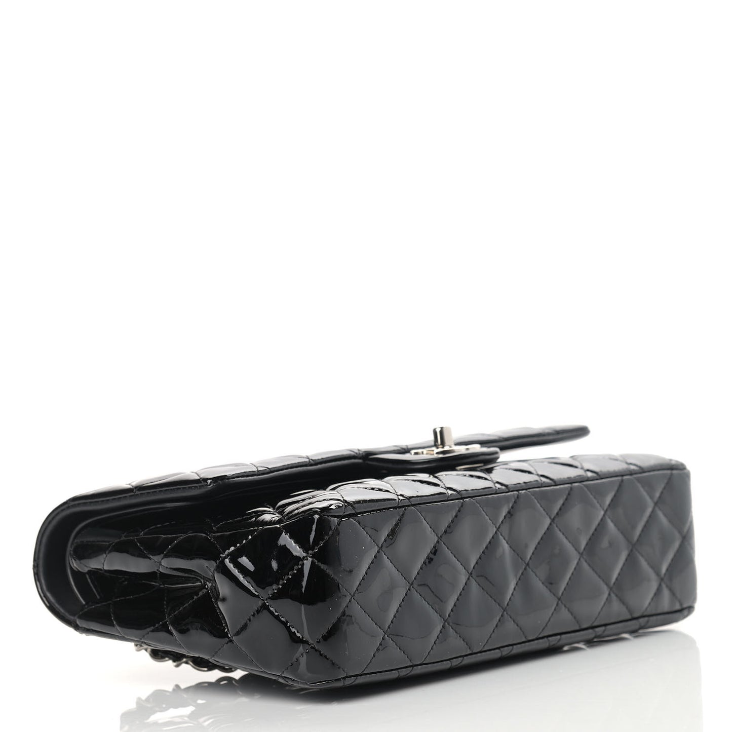 Patent Quilted Medium Double Flap Black