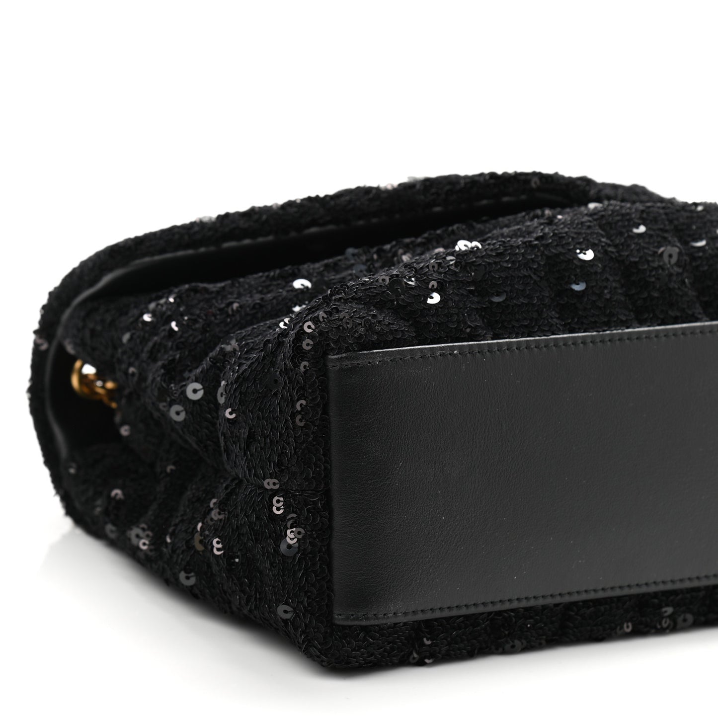 Sequin Y Quilted Monogram Small Loulou Chain Satchel Black