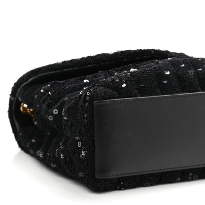 Saint Laurent Sequin Y Quilted Monogram Small Loulou Chain Satchel Black 10 of 11