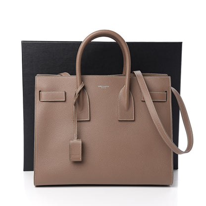 Saint Laurent Grained Calfskin Topstitch Small Classic Sac De Jour Taupe 13 of 13
