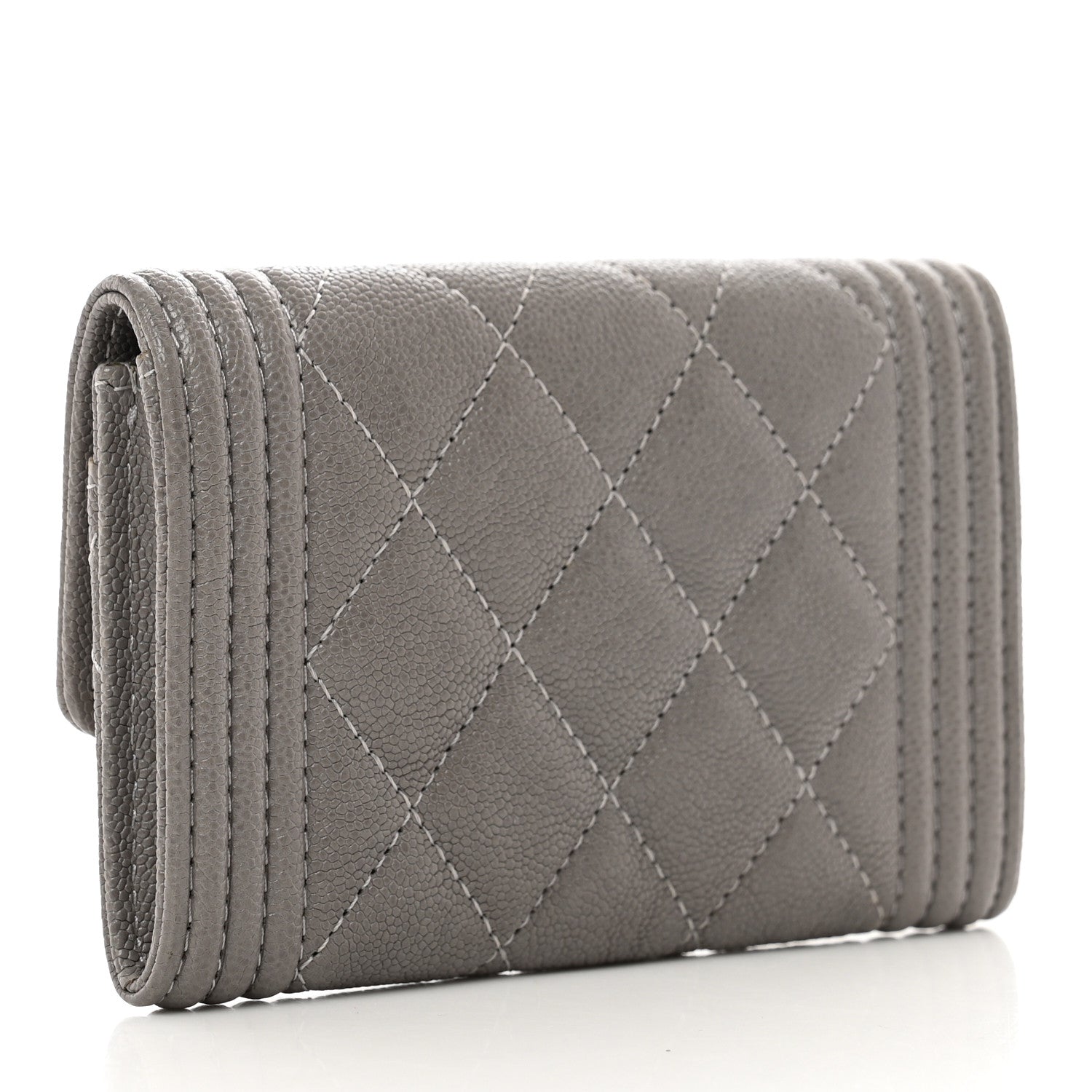 Chanel Caviar Quilted Boy Flap Card Holder Grey 3 of 8