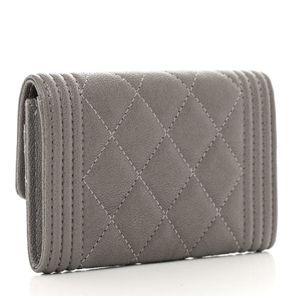 Chanel Caviar Quilted Boy Flap Card Holder Grey 3 of 8