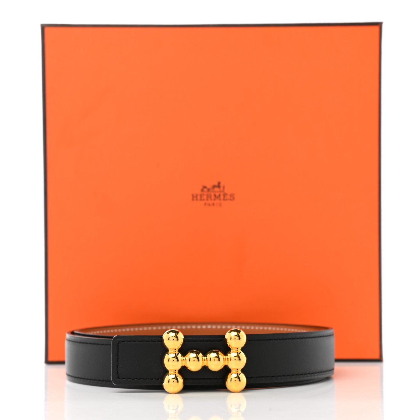 Swift Epsom 24mm Bubbles H Belt 75 Black Gold