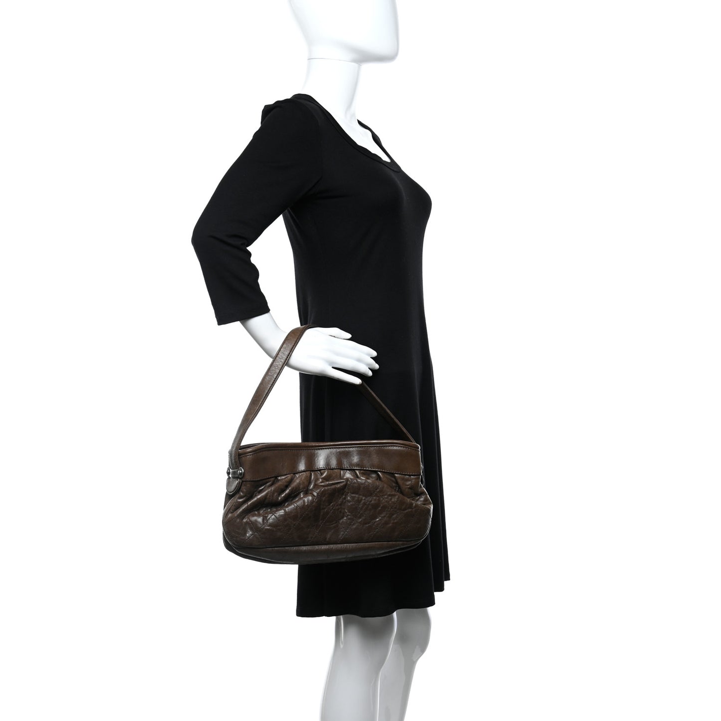 Calfskin Quilted Shoulder Bag Brown