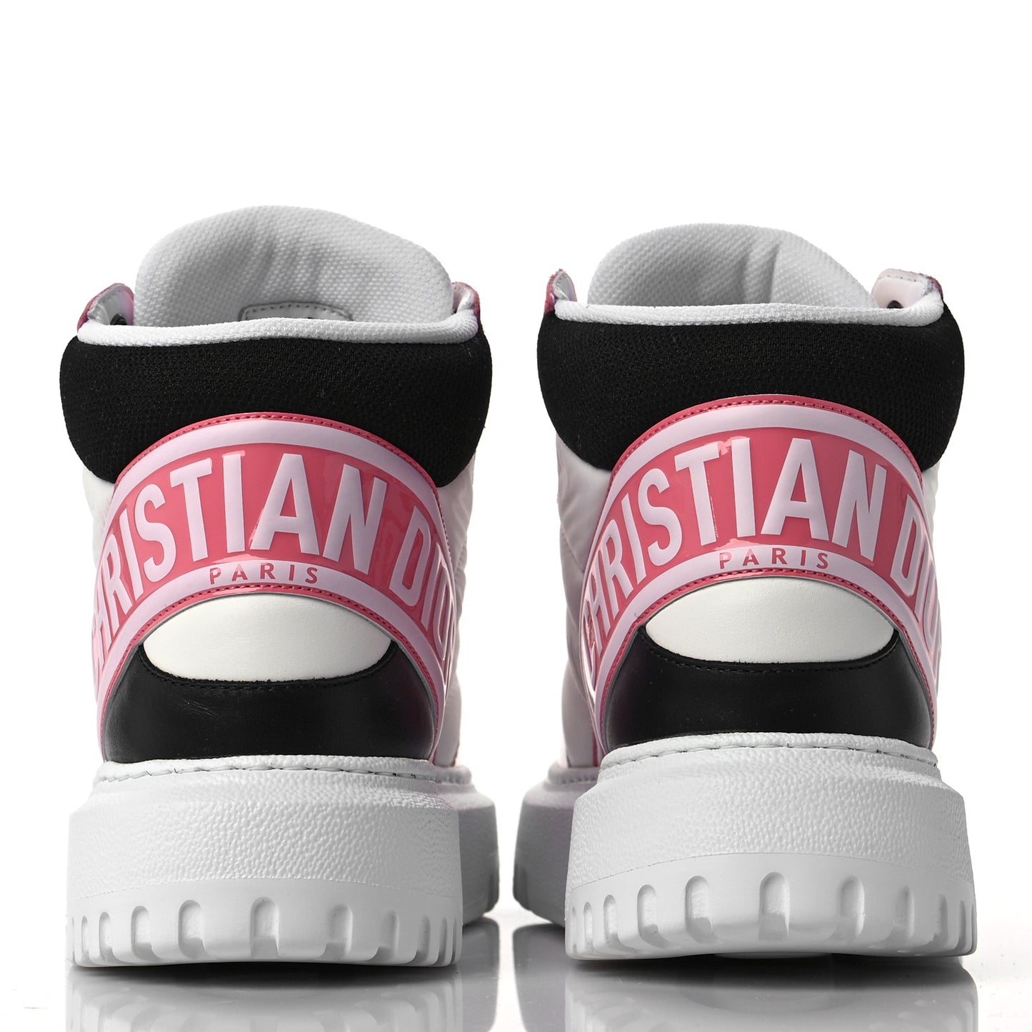 Nylon Calfskin Womens D-Player High Top Sneakers 38 Pink
