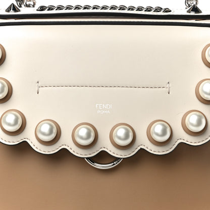 Fendi Vitello Century Pearl Bi-Color Scalloped Back to School Backpack Cuoio Camelia 7 of 9