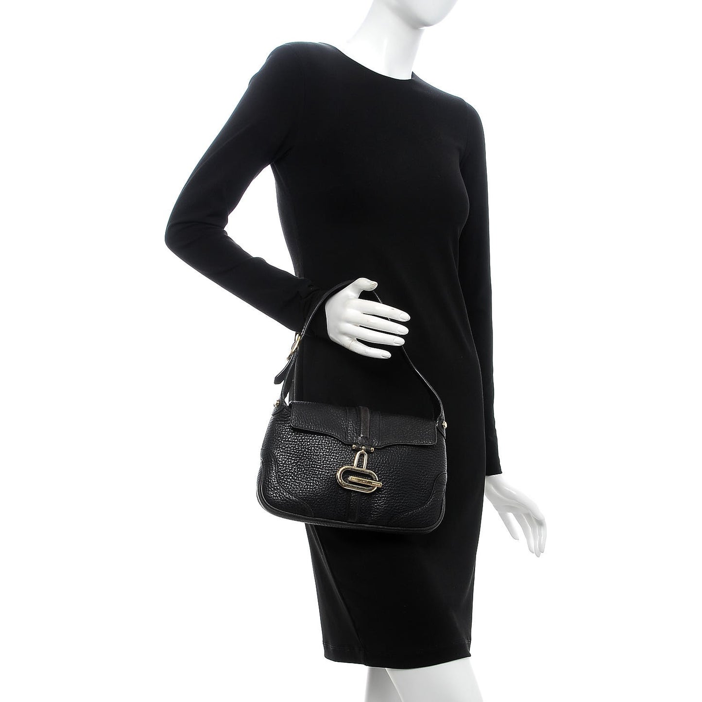 Calfskin Black Shoulder Bag Black