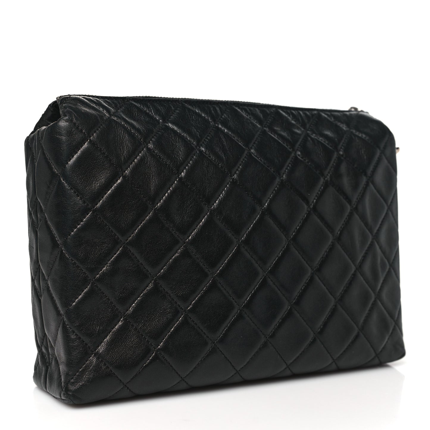 Lambskin Quilted Cosmetic Case Black