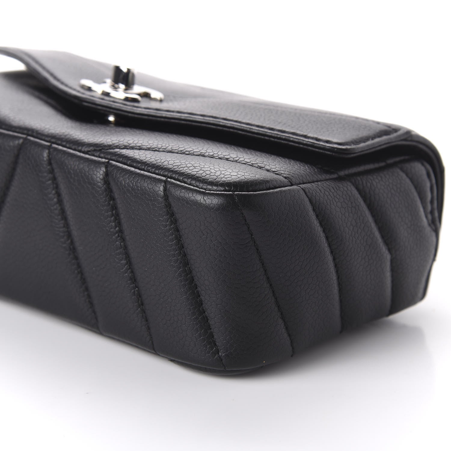 Chanel Caviar Chevron Quilted Small Single Flap Black 7 of 11