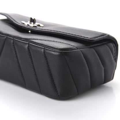 Chanel Caviar Chevron Quilted Small Single Flap Black 7 of 11