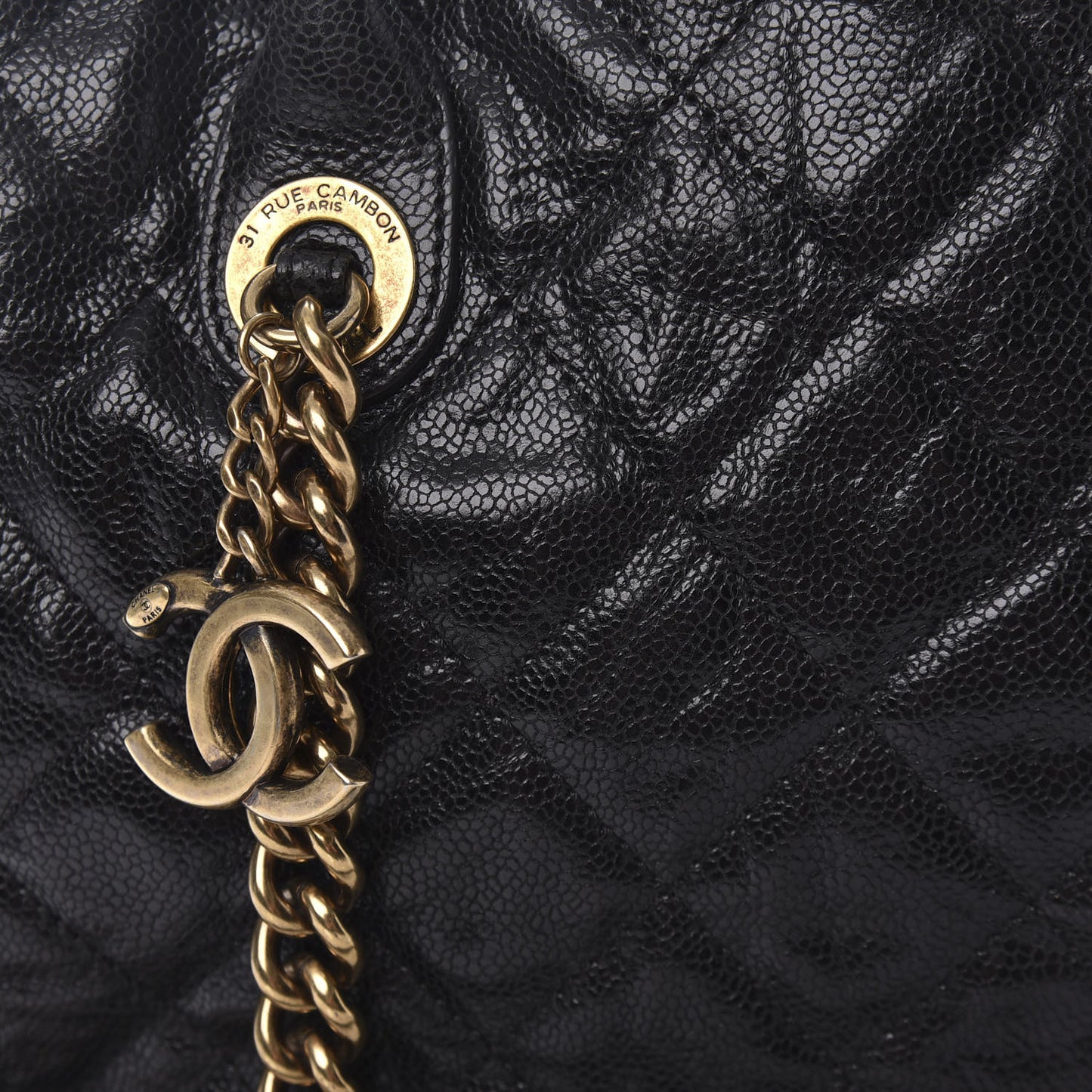 Glazed Caviar Quilted Small Shiva Tote Black