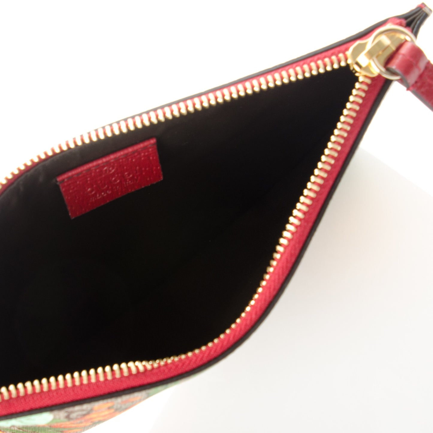 GG Supreme Monogram Tian Zip Pouch Beige Multicolor Red