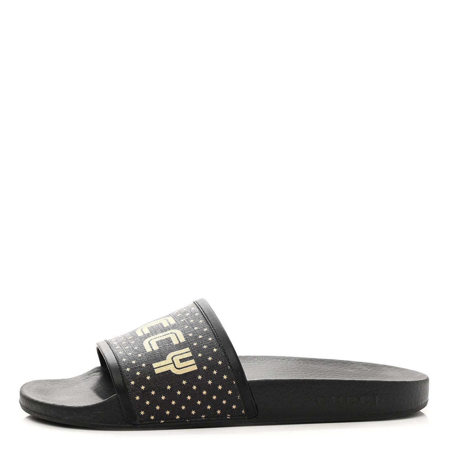 X SEGA Supreme Canvas GUCCY Stars Womens Slide Sandals 40 Black Gold
