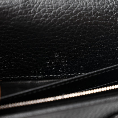 Gucci Dollar Calfskin Enamel Monochrome Mini GG Marmont Chain Wallet Black 6 of 11