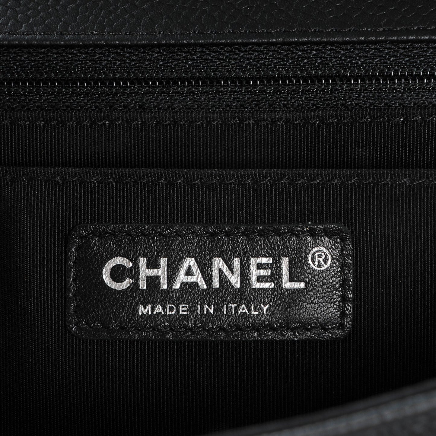 Caviar Chevron Quilted Medium Single Flap Black