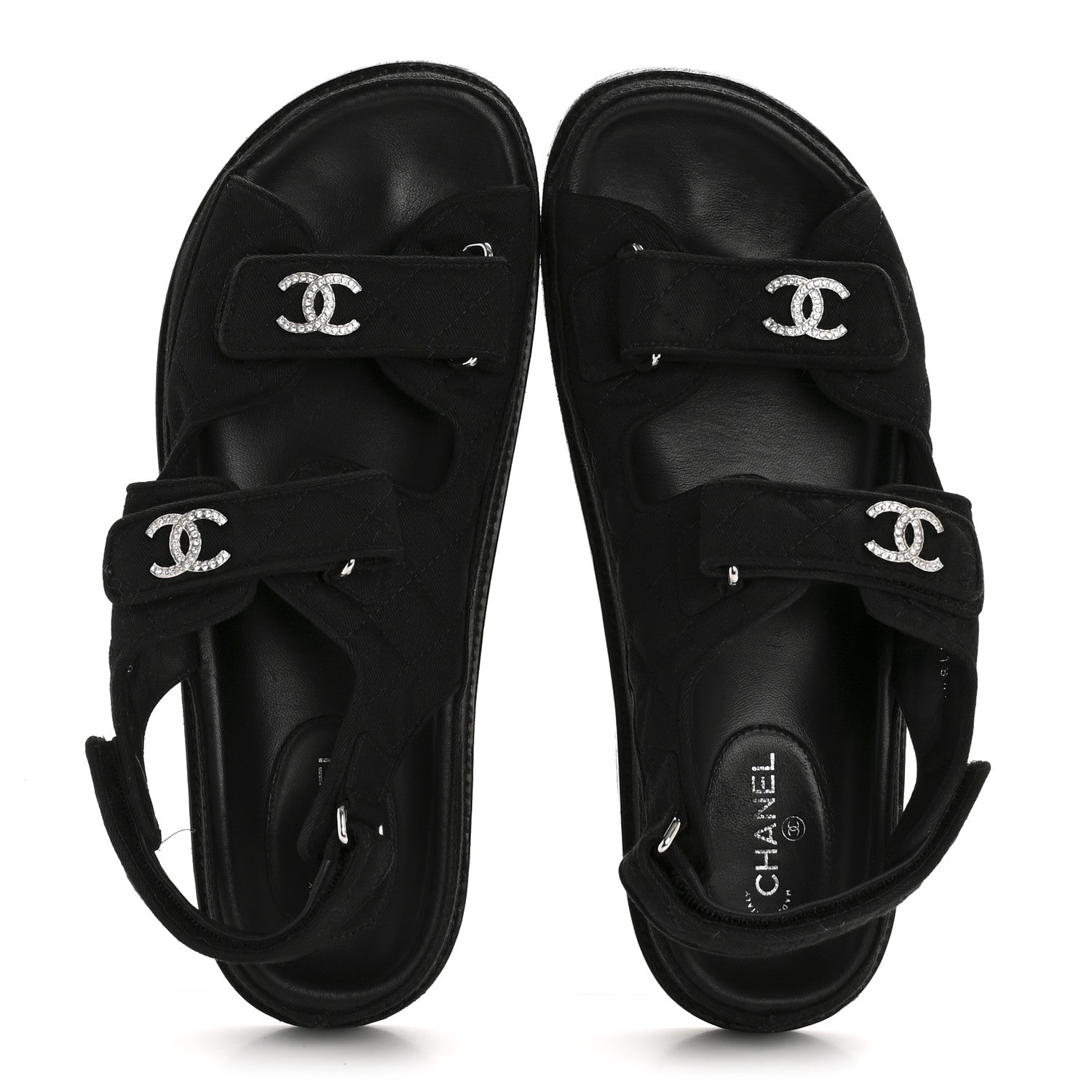 Chanel Mixed Fibers Velcro Dad Sandals 39 Black 2 of 10