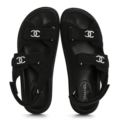 Chanel Mixed Fibers Velcro Dad Sandals 39 Black 2 of 10