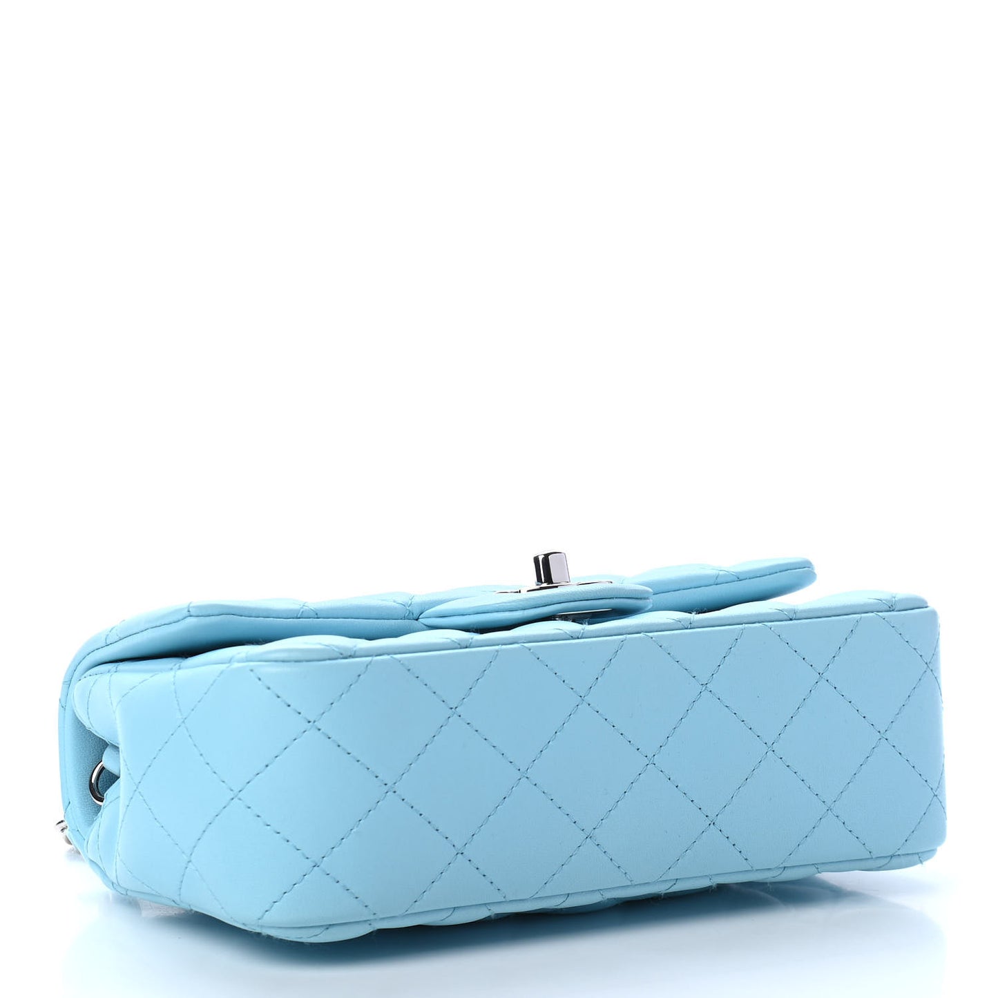 Lambskin Quilted Mini Rectangular Flap Neon Blue