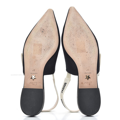 Christian Dior Technical Canvas Ribbon J'Adior Slingback Ballet Flats 37 Black 5 of 10