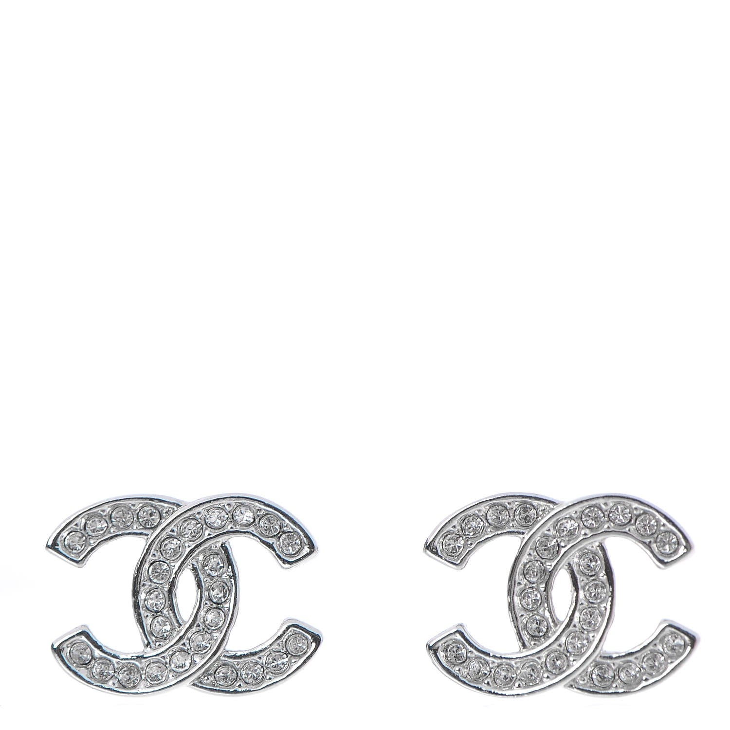 Chanel Crystal CC Earrings Silver 1 of 5