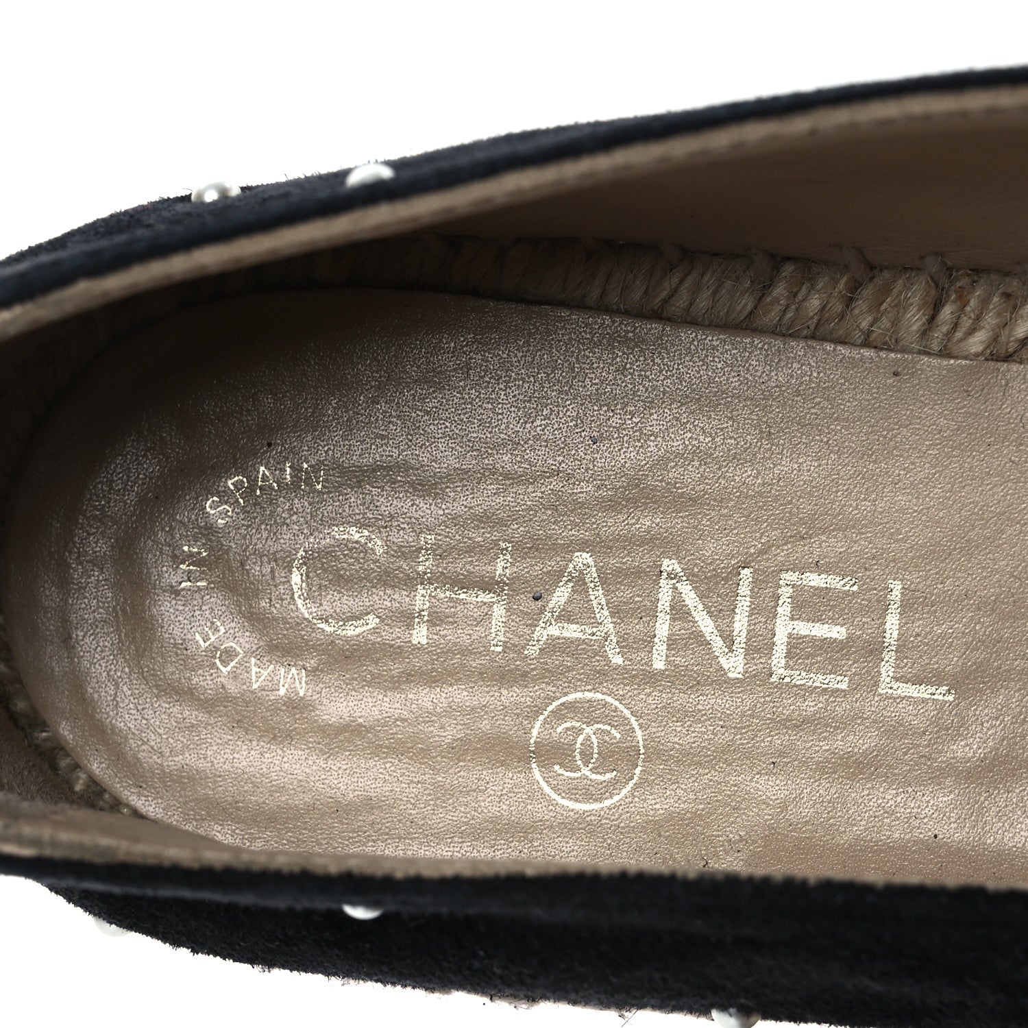 Chanel Suede Pearl CC Espadrilles 37 Black 9 of 12
