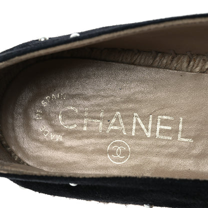Chanel Suede Pearl CC Espadrilles 37 Black 9 of 12