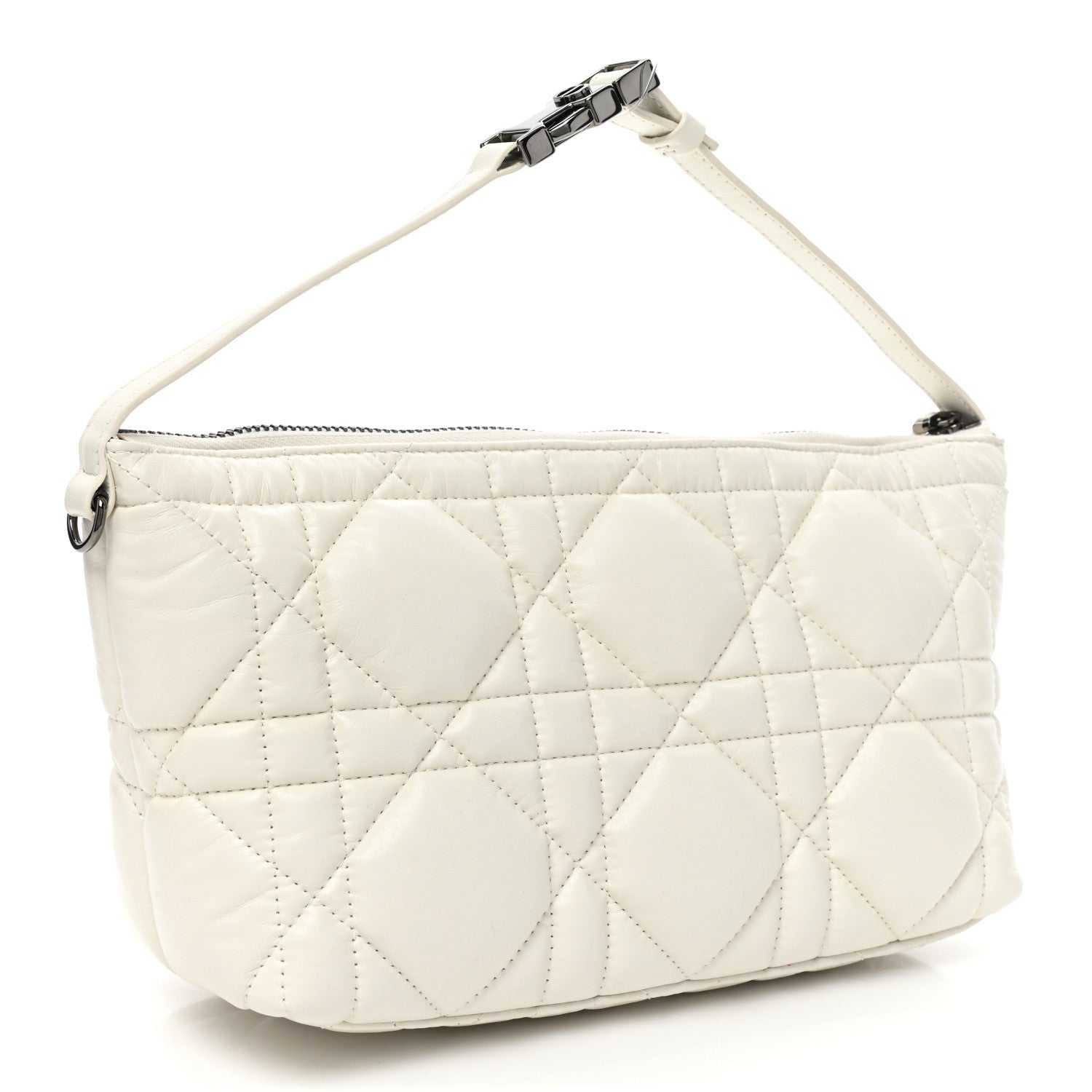 Christian Dior Calfskin Macrocannage Medium Diortravel Nomad Pouch Latte 3 of 10