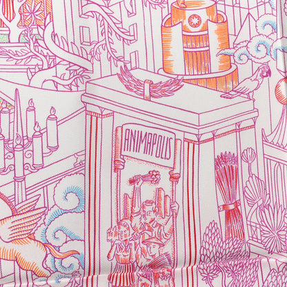 Hermes Silk Animapolis Scarf 90 White Fuchsia Multicolor 5 of 6