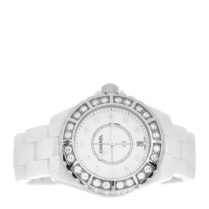 Chanel Stainless Steel Ceramic Diamond Bezel 38mm J12 Quartz Watch White 2 of 4